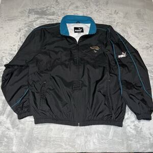 Vintage Jacksonville Jaguars 90s Puma NFL On Field Pull Over Full Zip Jacket L